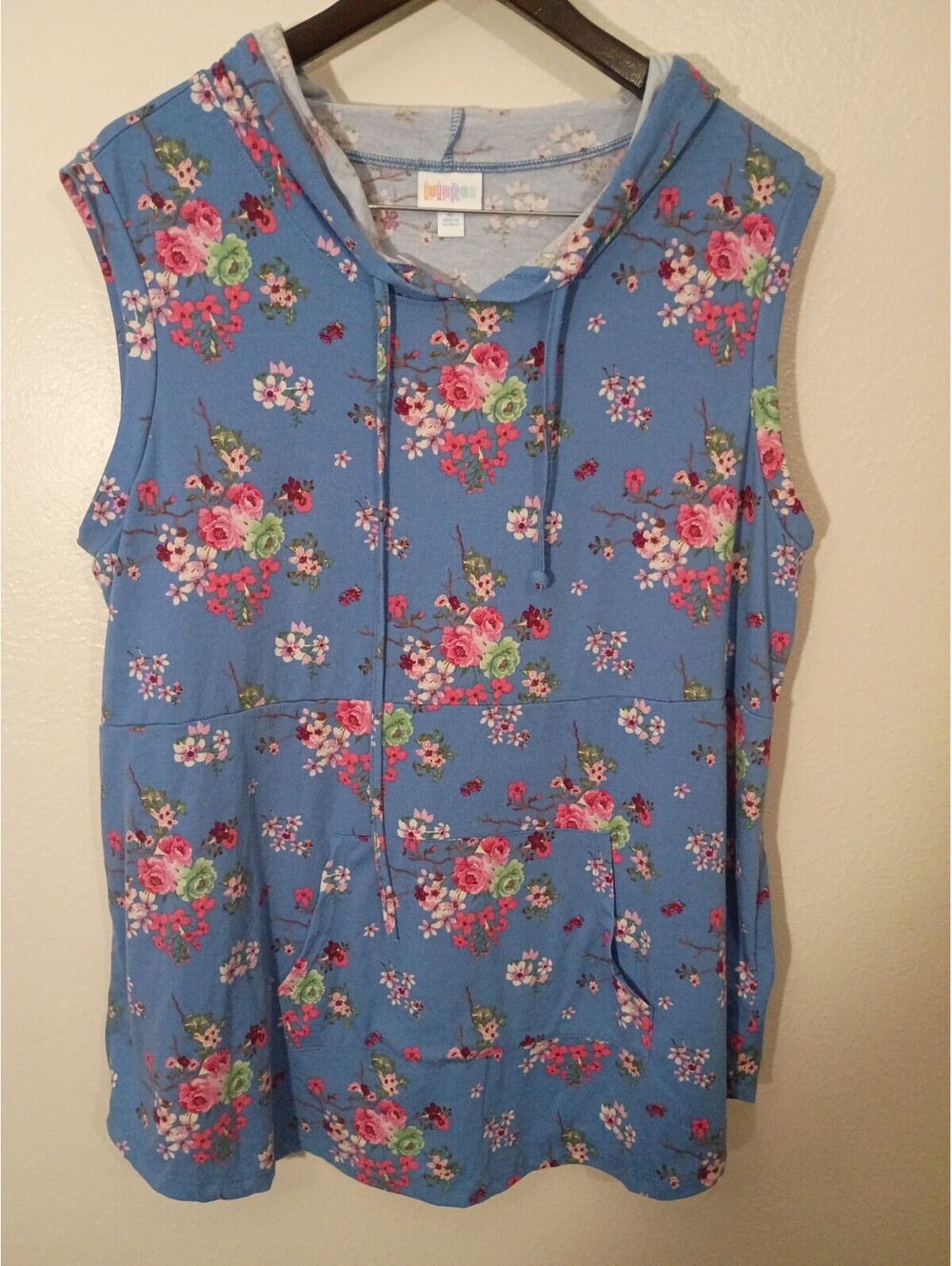 LuLaRoe Sleeveless Floral Hoodie Top XL